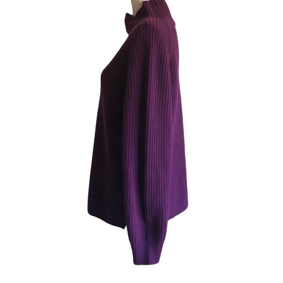 Theory Sweater Mock Neck Wool Cashmere Relaxed Fit Purple Medium - Picture 6 of 9
